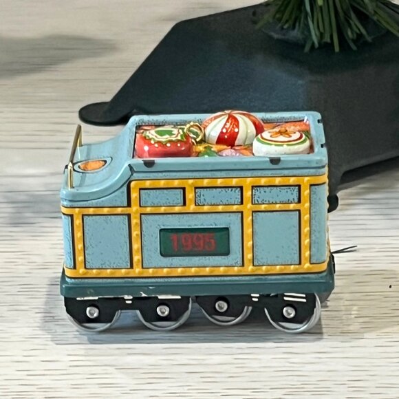 Vintage Lot Tin Hallmark Ornaments Locomotive Santa Snowman Train Car DAD Candy - Picture 14 of 16